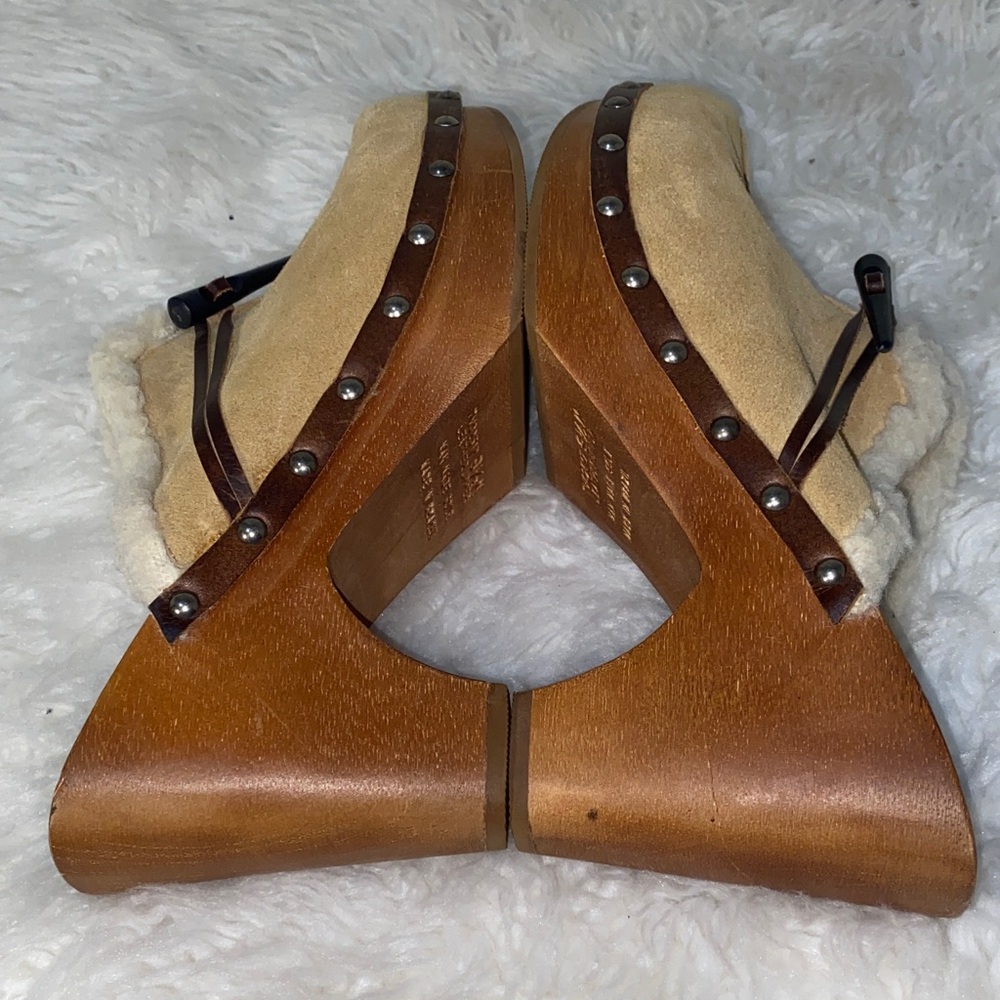 Tommy Hilfiger Tan Suede Shearling Clog Mules - Picture 8 of 8